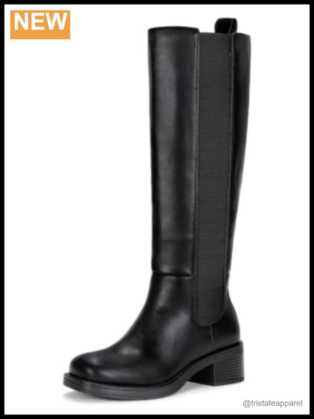 Knee-High Boots Round Toe Pull On with Side Zipper Memory Foam